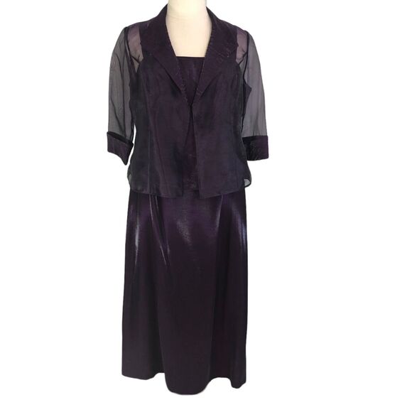Alex Evenings Mother of Bride Jacket Dress Shift Lagenlook Purple Size 18WP - Picture 1 of 9